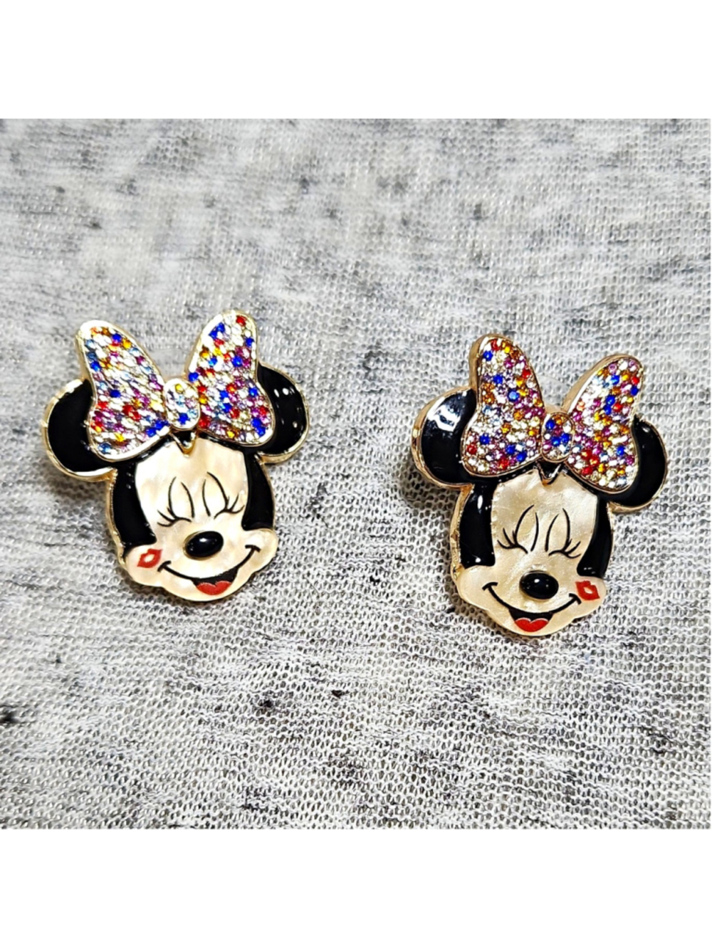 Bauble Bar Minnie Mouse Multicolor Rhinestone Bow Stud Earrings - Disney